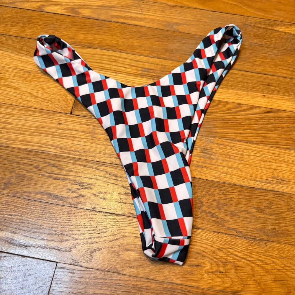 Unbranded Multi Color Checkered High Cut Bikini Bottoms Size M